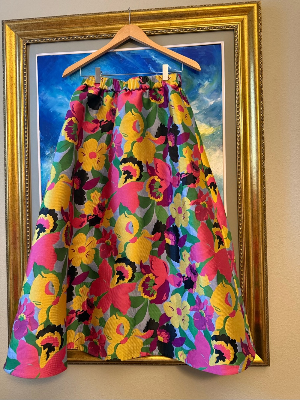 kate spade Vibrant Floral A-Line Skirt in Pink, Yellow & Green